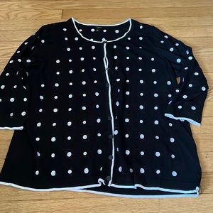 Talbots embroidered polka dot cardigan